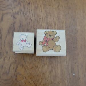 Wooden Teddy Bear Rubber Stamping Set